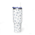40oz Floral Vacuum Tumbler — White Watercolor Poppy Insulated Cup