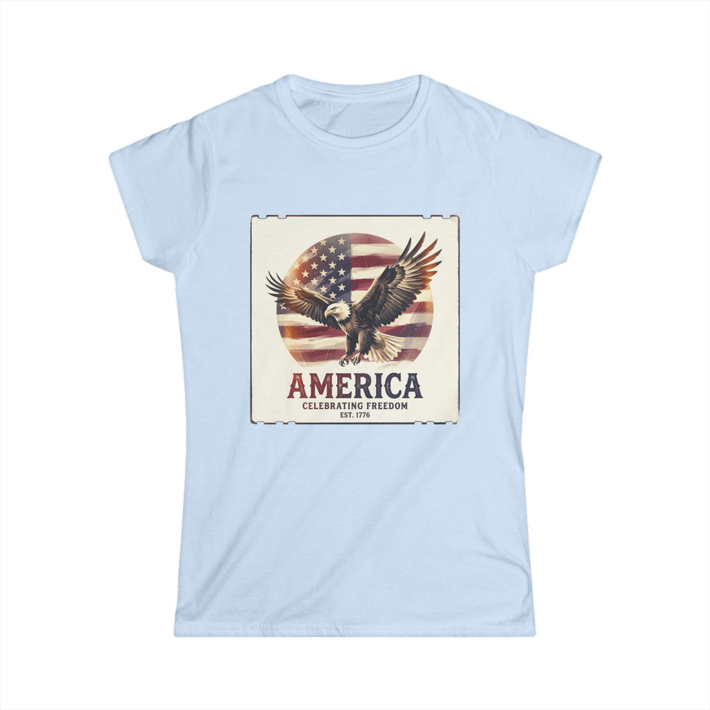 America Eagle T-Shirt — 'America Celebrating Freedom' Patriotic Women's Tee