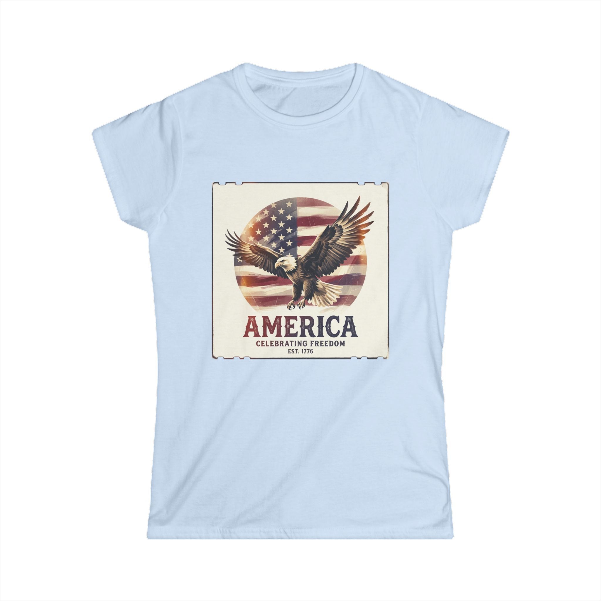 America Eagle T-Shirt — 'America Celebrating Freedom' Patriotic Women's Tee