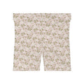 Floral Daisy Print Biker Shorts — Pastel Pink Women's Activewear