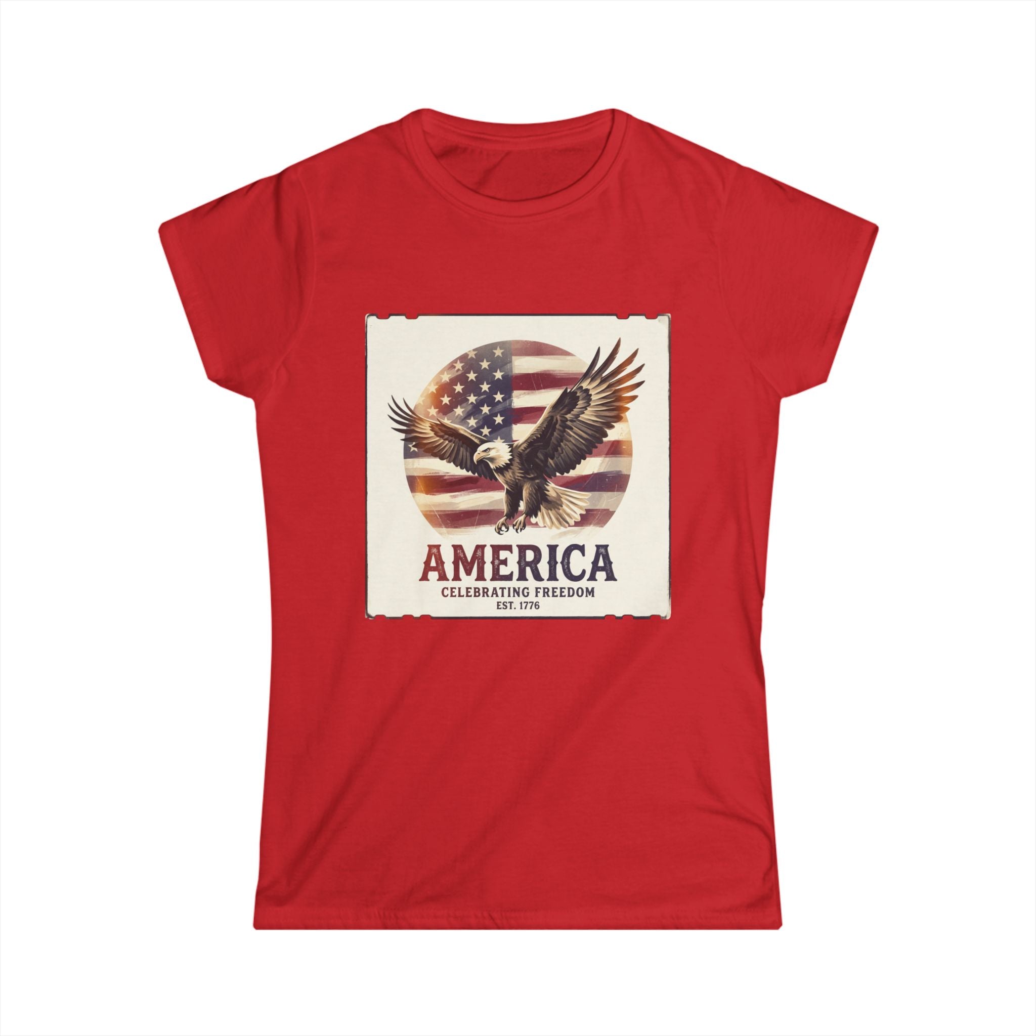America Eagle T-Shirt — 'America Celebrating Freedom' Patriotic Women's Tee