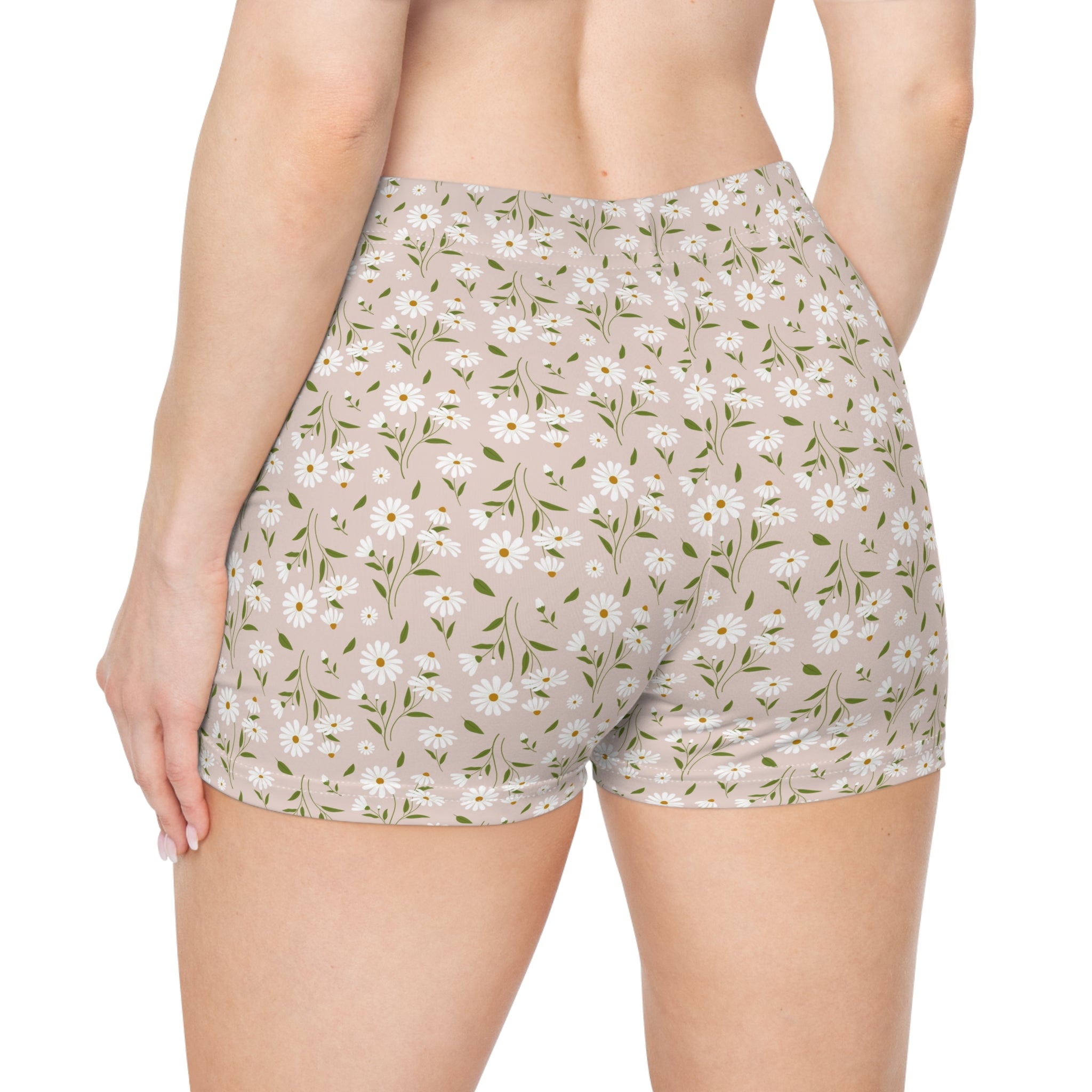Floral Daisy Print Women's Shorts — Pink All-Over-Print Lounge Shorts